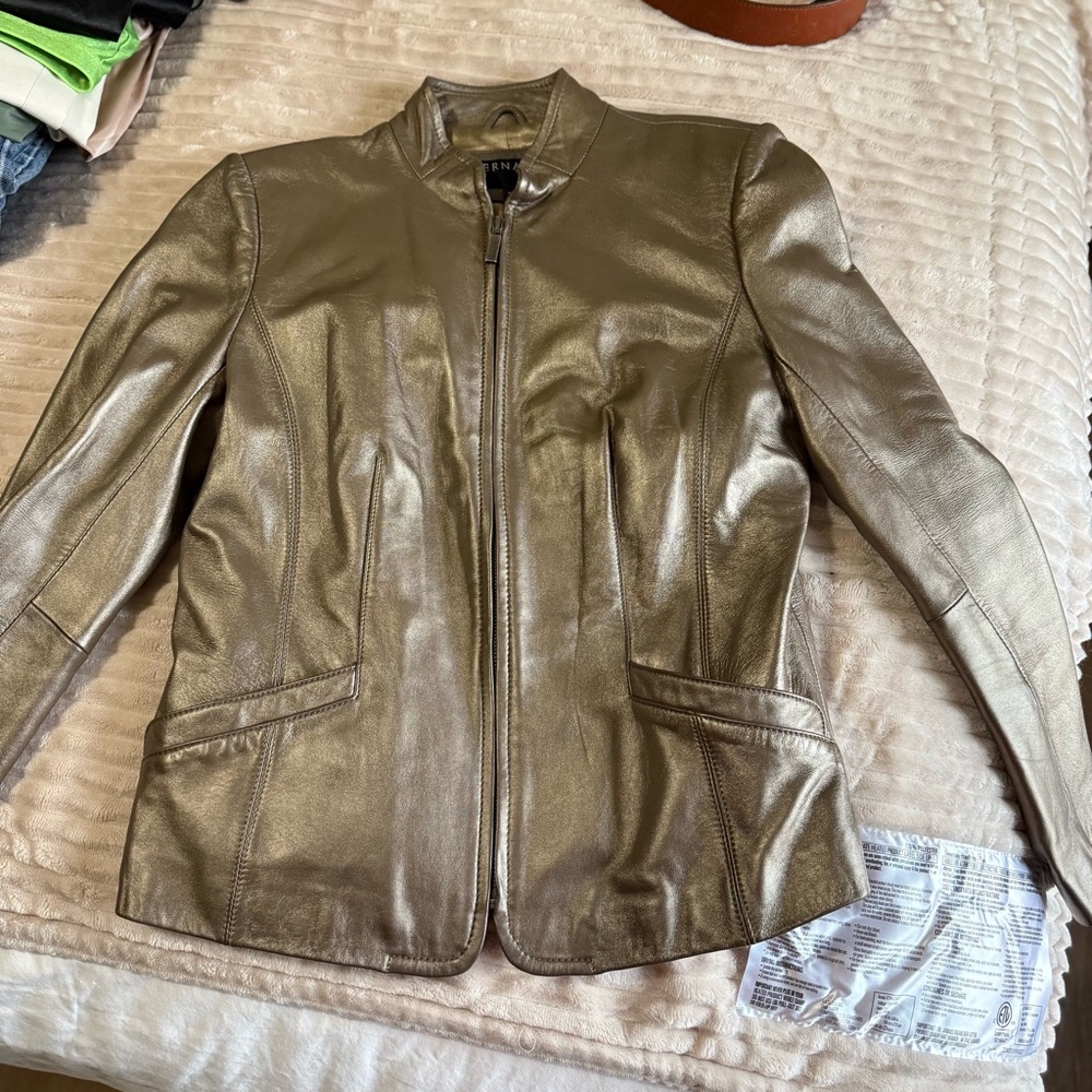 Bernardo Metallic Leather Jacket